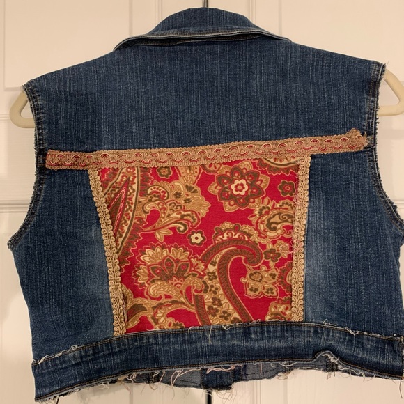 Solid JR Denim Vintage Boho Vest with Paisley Accents. Boho chic,western XS - Picture 4 of 8